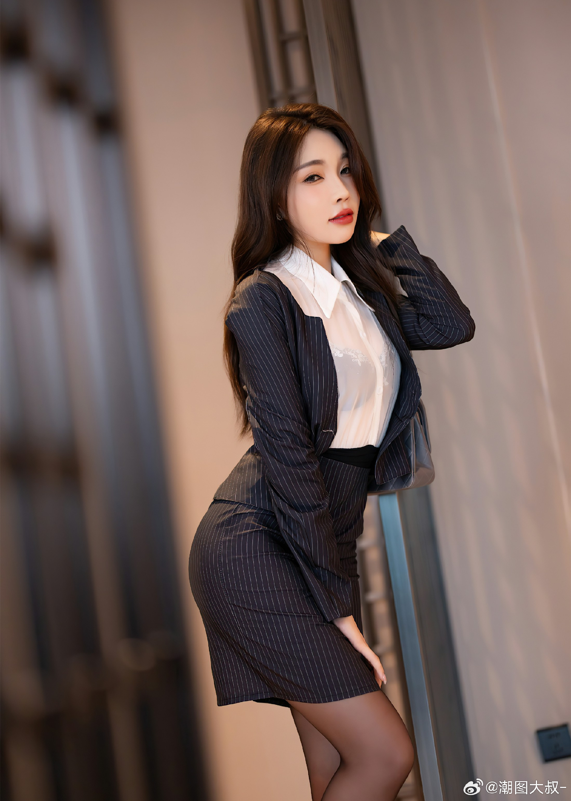 No.7508 期 83张+1P 性感深灰色OL制服，性感白T搭配性感魅惑黑丝，完整版可.俬.S#写真##颜值美女##模特##少女写真集# - 第4张